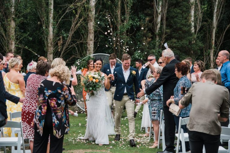 Outdoor wedding ceremony at Tailrace Centre
