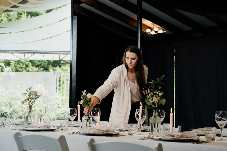 Rachael arranging the flowers
